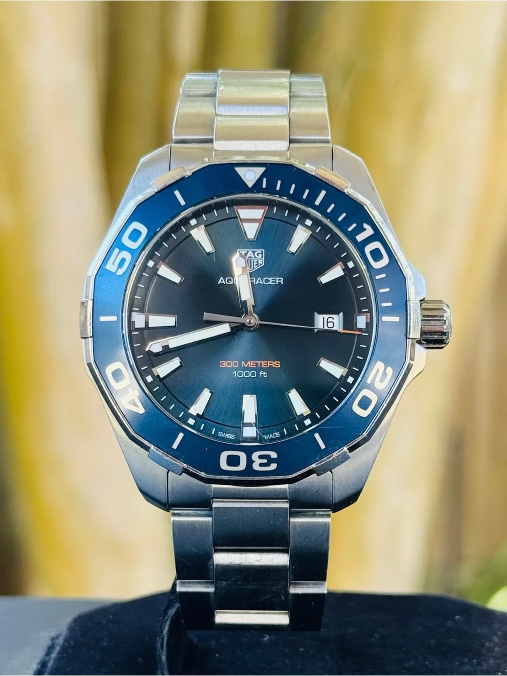 TAG Heuer Aquaracer Quartz 43mm Blue Sunburst Dial | Date | 300m SS Bracelet